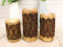 Southwestern Native American Indian Pow Wow Drums Votive Candle Holders Set Of 3