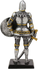 Ebros Royal Knight with Dagger Sword and Round Shield Miniature Figurine 5" H
