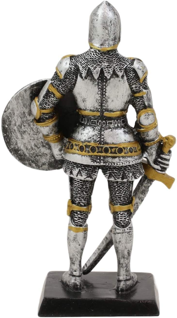 Ebros Royal Knight with Dagger Sword and Round Shield Miniature Figurine 5" H