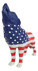 Patriotic American US Flag Native Tribal Howling Wolf Spirit Figurine Collection
