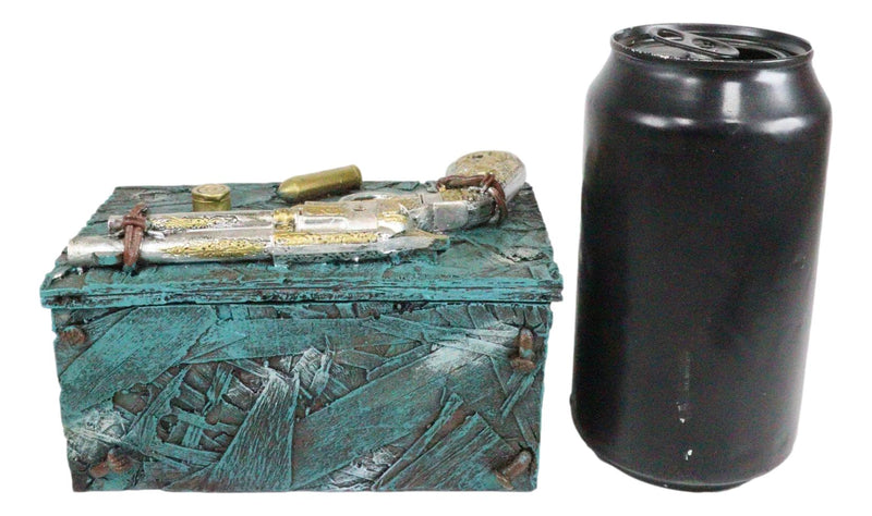 Ebros Westerm Rustic Cowboy Revolver Pistol Gun And Bullets Decorative Box Figurine