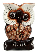 Balinese Wood Handicrafts Forest Owl Family Set of 3 Decorative Figurines 6"H