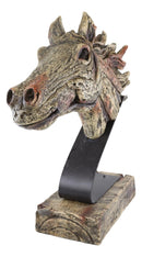 Faux Driftwood Equine Thoroughbred Mustang Horse Head Desktop Plaque Sculpture