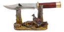 Rustic Quail Hen Bird Display With Decorative Shotgun Shell Knife Statue Set