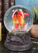 Small Mythical Fire Lava Volcanic Hyperion Dragon Glitter Water Globe Figurine