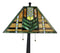 Louis Comfort Tiffany Mission Style Geometric Green Arrow Glass Shade Table Lamp