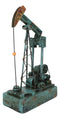 Western Rustic Green Vintage Nodding Donkey Pumpjack Oil Derrick Rig Figurine