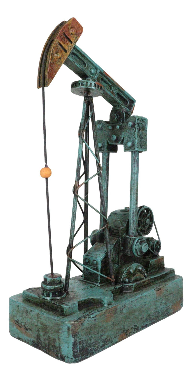Western Rustic Green Vintage Nodding Donkey Pumpjack Oil Derrick Rig Figurine