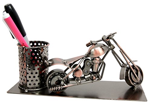 Ebros Gift Chopper Motorbike Hand Made Metal Stationery Organizer Holder Desktop Office Decor Gift