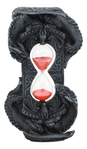Invertible "Chronos" Gothic Twin Dragons Sand Timer Figurine Dragon Hourglass 8"