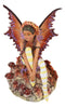 Amy Brown Fantasy Fall Ebony Fairy Sitting On Rock Garden Autumn Winds Figurine