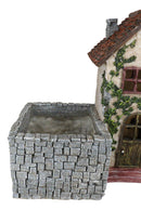 Fairy Garden LED Light Mediterranean Floral Planter Mini House With Grey Stones