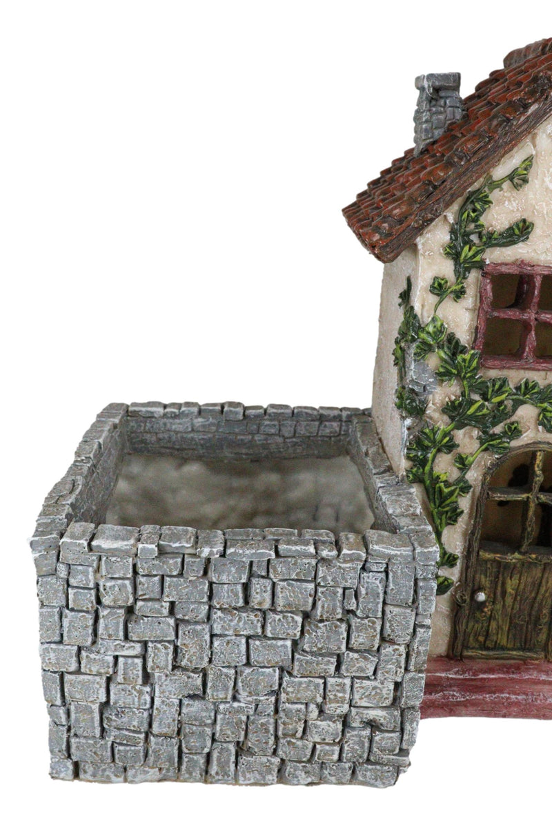 Fairy Garden LED Light Mediterranean Floral Planter Mini House With Grey Stones