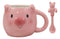 Ebros Whimsical Porky Pig Ceramic Coffee Mug With Spoon Set 16oz