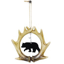 Rustic Western Black Bear Cutout Deer Antlers Set of 2 Christmas Tree Ornaments