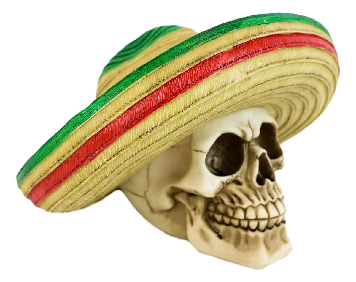 Day Of The Dead El Bandito Outlaw Skeleton Skull With Mexican Sombrero Figurine
