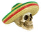 Day Of The Dead El Bandito Outlaw Skeleton Skull With Mexican Sombrero Figurine