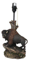 Western Plains Bison Buffalo On Sloped Rocks By Tree Stump Desktop Table Lamp