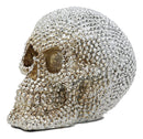 Ebros Gift Realistic Chrome Silver Bead Stone Bling Skull Figurine 6.25" L