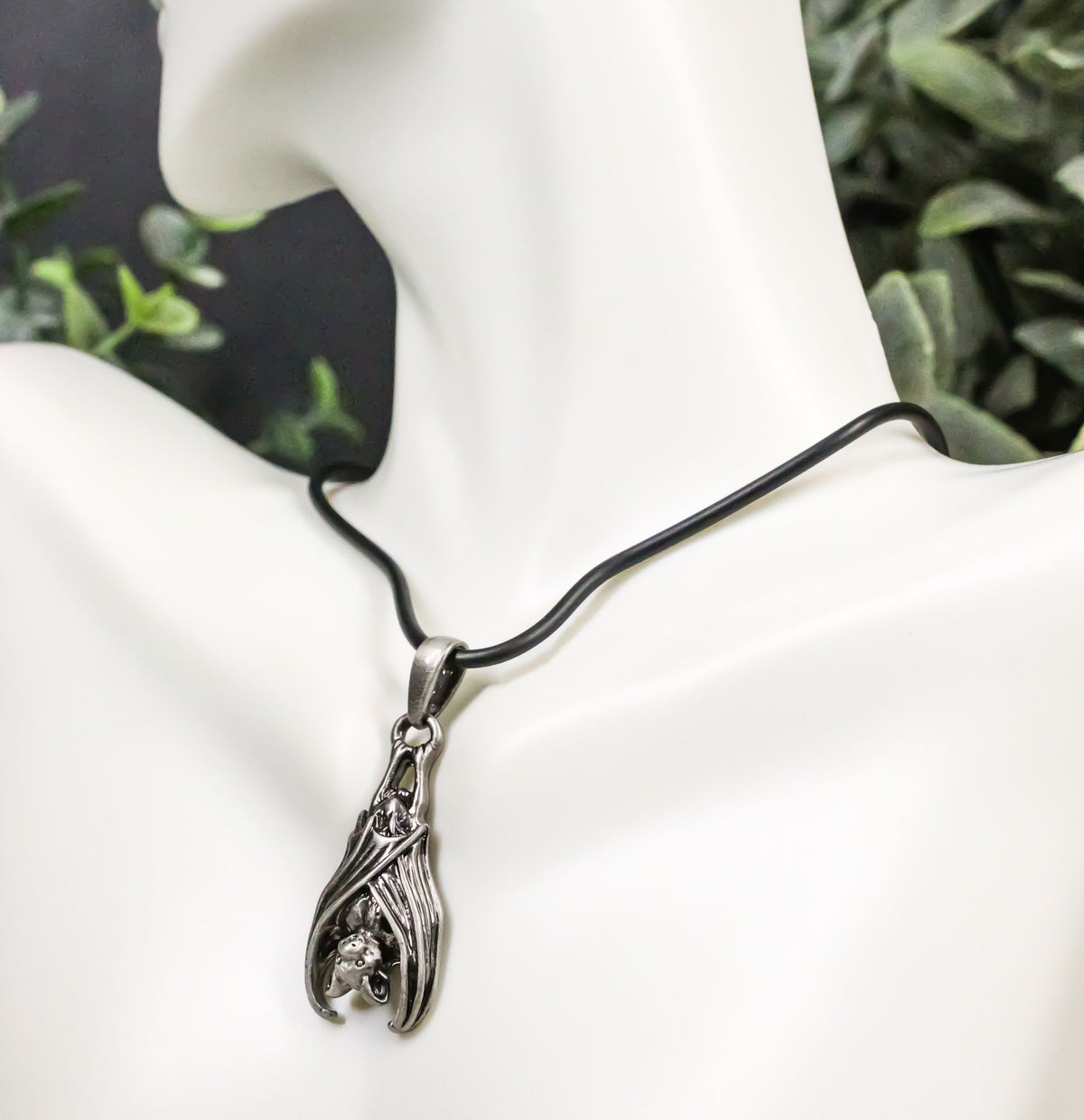 Ebros Gothic Sleeping Vampire Bat Pendant Pewter Necklace Fantasy Terror Creature of Darkness Jewelry Accessory - Ebros Gift