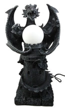 Ebros 19"H Medieval Castle Dragon w/ Illuminated Orb Wing Figurine Floor Table Lamp