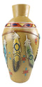 Rustic Southwestern Native American Dreamcatcher Feathers Floral Vase Sculpture