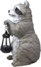 Ebros Night Bandit American Raccoon Statue Holding Solar Lantern LED Light 15"H