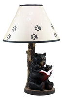 Bedtime Story Mama Bear Reading to Baby Bears Table Lamp with Printed Paw Shade