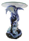 Elemental Frozen Ice Mother Dragon With Hatchling Baby Sculptural Side End Table