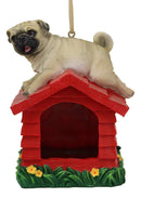 Ebros Whimsical Teacup Pug On Kennel Or Birdhouse Bird Feeder Hanging Figurine