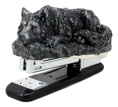 Gothic Resting Alpha Wolf Stapler Office Desktop Accessory Totem Wolf Spirit