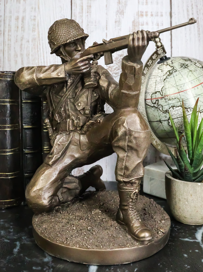 WW2 Soldier Taking Aim Statue 8.75"Tall Military Rifle Unit Infantry Figurine