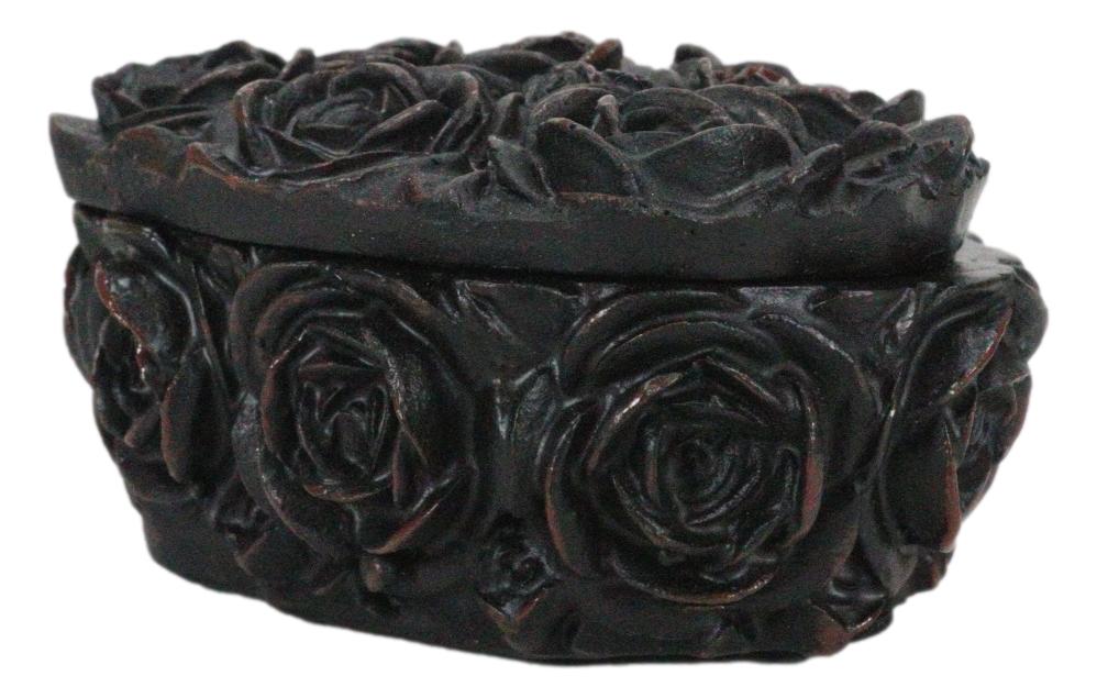 Beauty From Ashes Dark Romance Gothic Black Roses Heart Decorative Jewelry Box