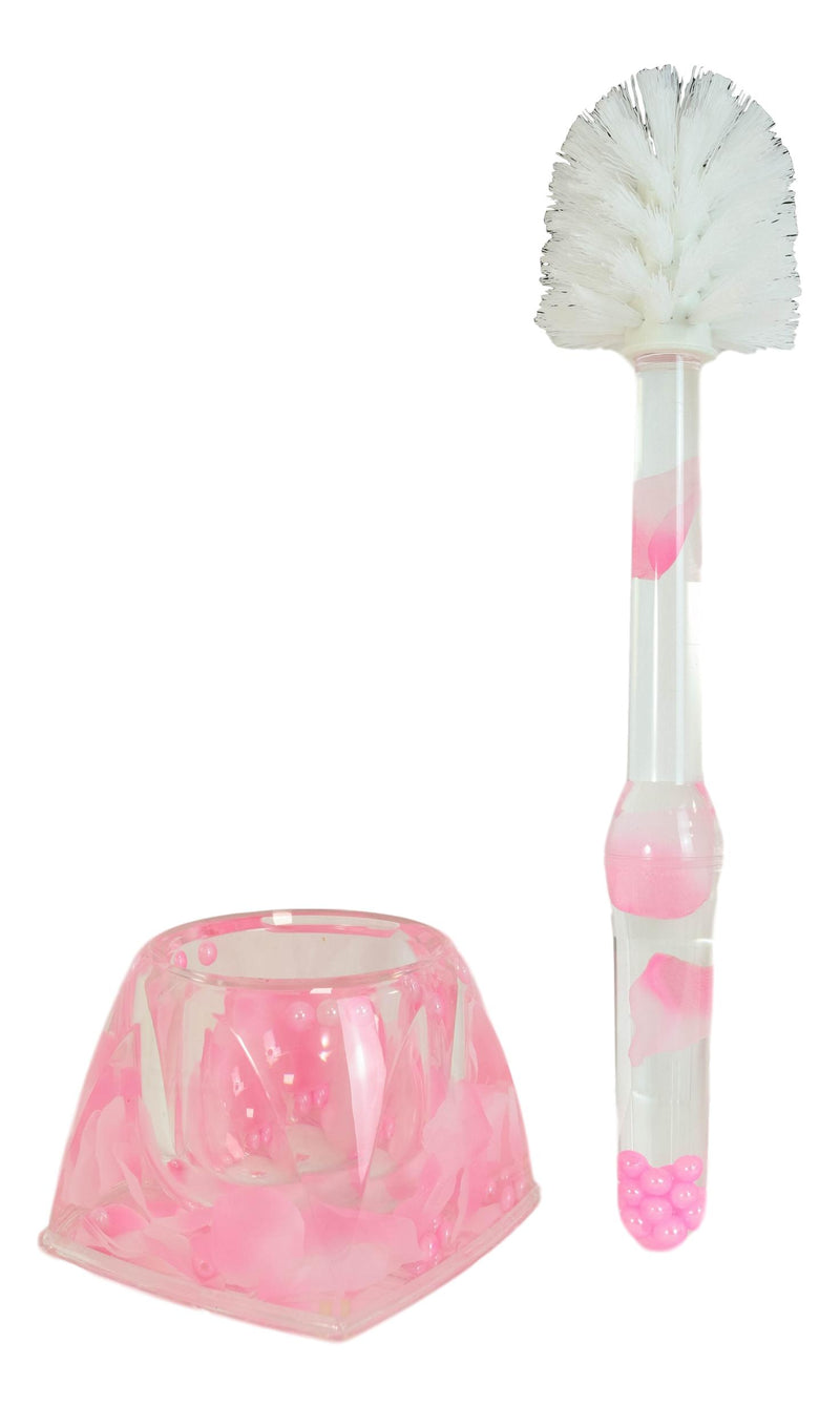 Pink Floral Petals and Pearls 5 Piece Chic Bathroom Vanity Accessories Gift Set