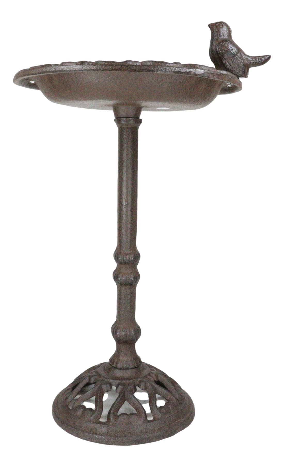 Rustic Cast Iron Bluebird Victorian Floral Bird Feeder Bath Garden Statue 14"H