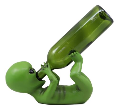Ebros Extra Terrestrial Alien UFO Outer Space Colony Wine Bottle Holder Figurine Decor - Ebros Gift