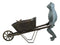 Ebros Gift 24" Wide Aluminum Rustic Whimsical Gardening Green Frog with Birds Pushing Wheelbarrow Cart Flowers Or Plants Planter Garden Statue Decorative Frogs and Toads Accent Decor