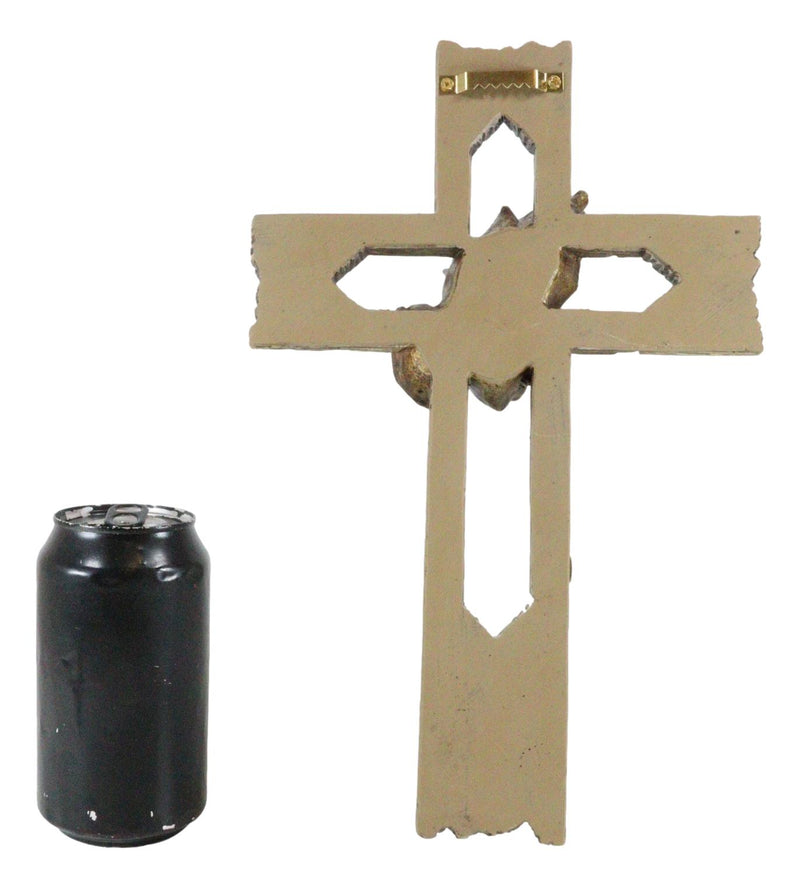 Rustic Western Faux Wooden God Bless Our Family Praying Hands Rugged Wall Cross