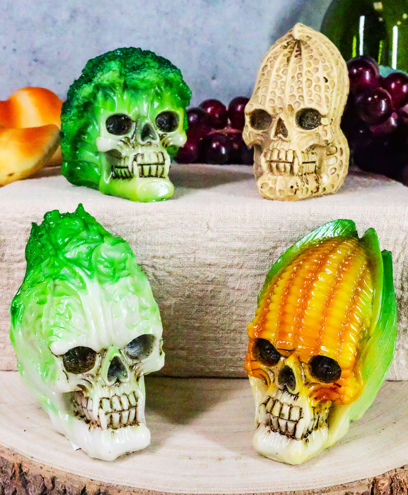 Ebros Vegetable Salad Corn Broccoli Cabbage Peanut Skulls Mini Figurine Set of 4