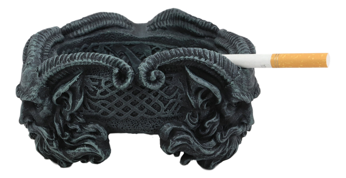 Ebros Greek God Three Faces of Pan Cigarette Ashtray with Celtic Knotwork Symbol - Ebros Gift