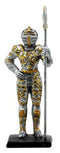Ebros Medieval Halberdier Knight Dollhouse Miniature Figurine 4"H Suit Of Armor Axeman
