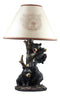 Ebros Whimsical Climbing Black Bear Cubs Table Lamp Statue Decor With Bear Face Shade