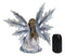 Blue Frozen Ice Fairy with Frost Flake Wings Crouching by Snow Wolf Pup Figurine