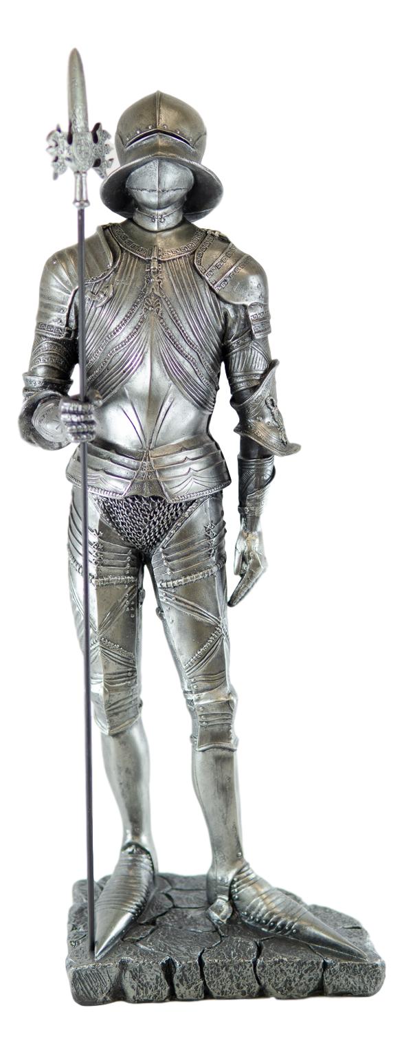 Large 23" Tall Medieval Halberdier Armored Guard Statue Suit of Armor Figurine
