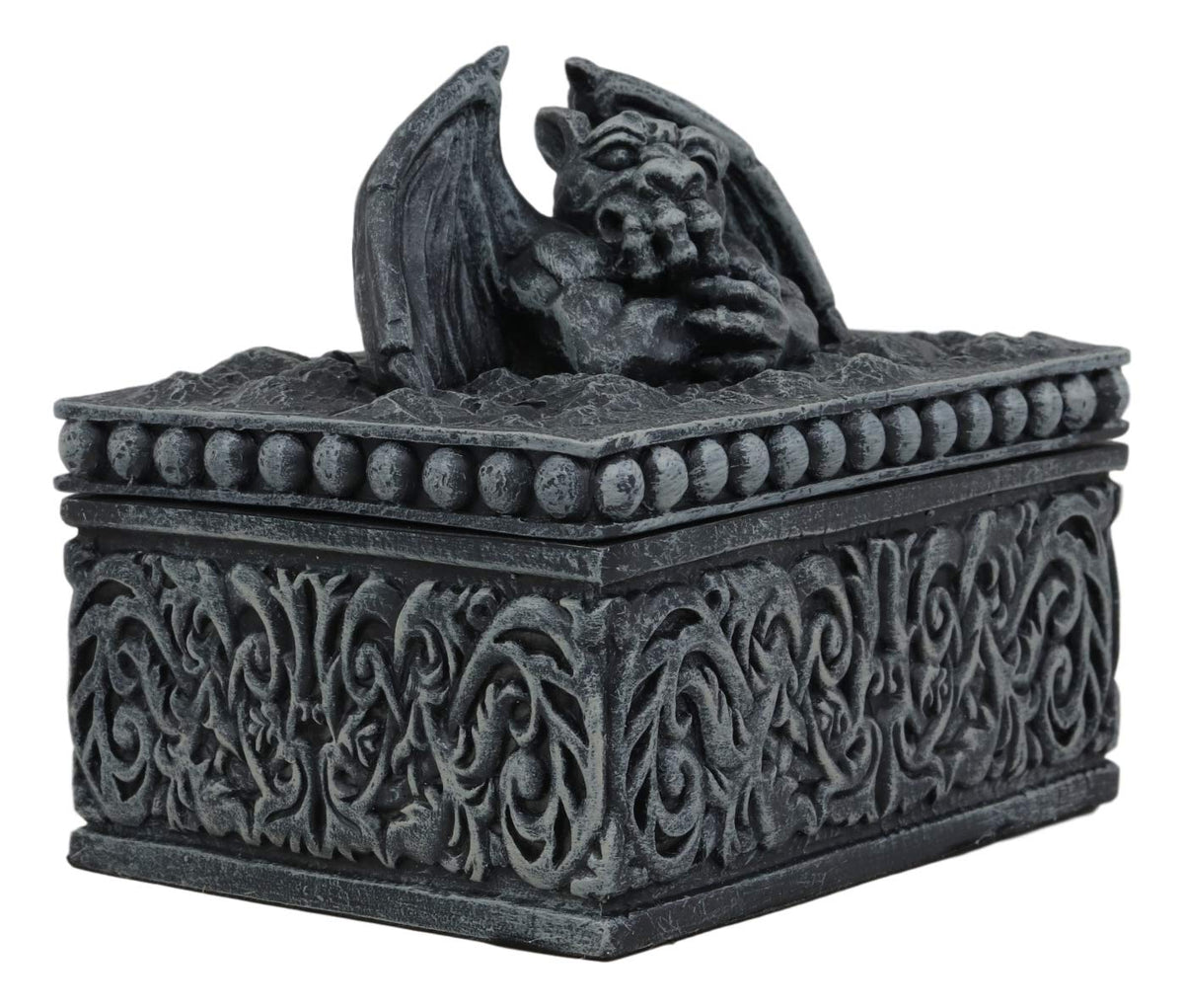 Ebros Gothic Stone Trapped Le Penseur Thinker Gargoyles Notre Dame Jewelry Box - Ebros Gift
