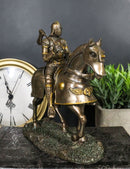 Medieval Suit Of Armor Knight With Large Shield And Axe On Horse Figurine