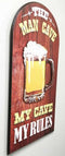 Large Man Cave My Rules Beer Tankard Sign Door Wall Art Plaque Decor Figurine