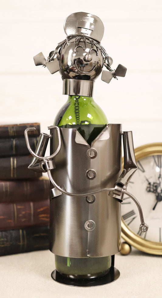 Ebros Gift Registered Nurse On Duty Hospital Clinic Hand Made Metal Wine Bottle Holder Caddy Great Gift For Nurses