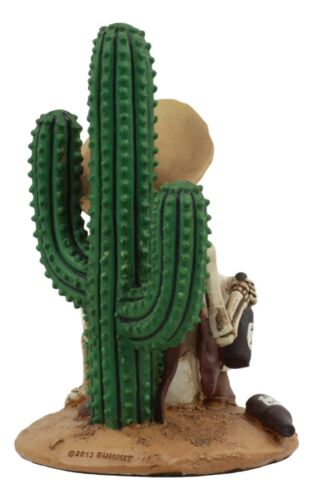 Day of The Dead El Borracho Drunk Desert Bandit By Cactus Skeleton Statue - Ebros Gift