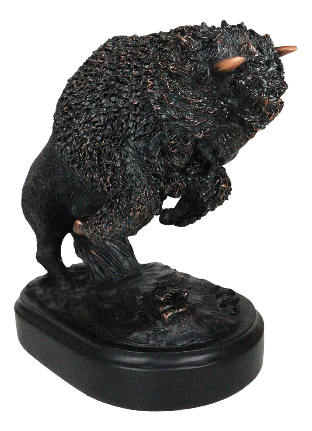 Rustic Western Charging American Buffalo Bison Bronze Electroplated Resin Statue - Ebros Gift
